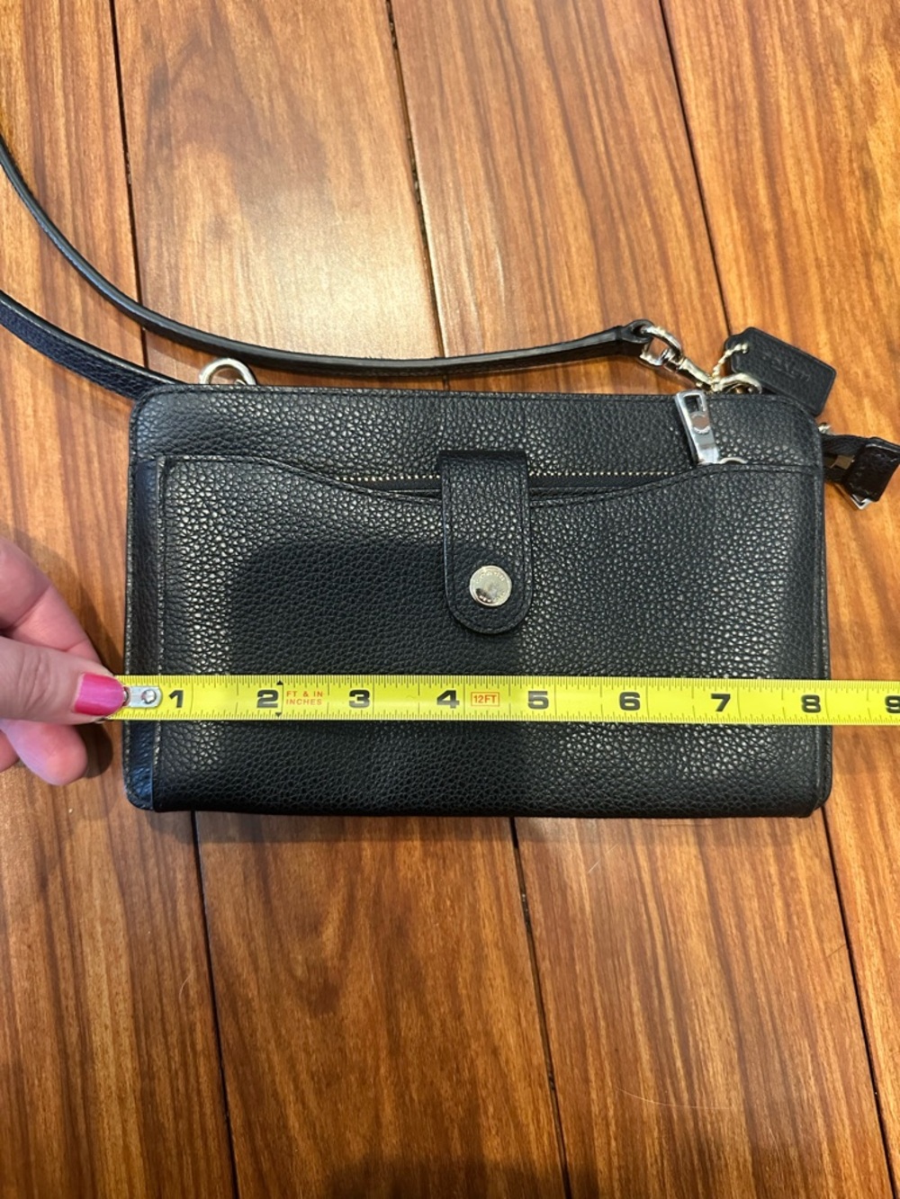 Coach Black Crossbody Wallet Purse - Classic Leather Look - Picture 8 of 10